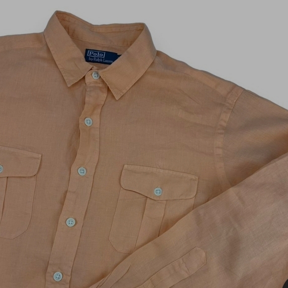 Ralph Lauren Men's linen orange oversized xl shirt - Picture 8 of 10